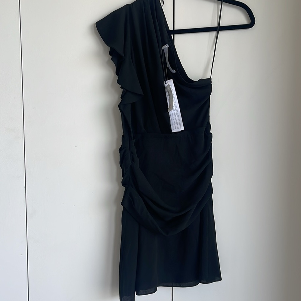 IRO Black One-Shoulder Ruffle Mini Dress - Picture 2 of 6